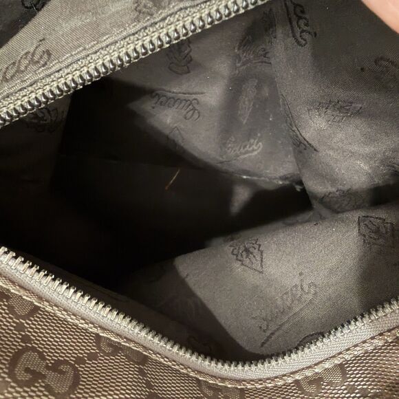 Authentic GUCCI GG Imprime Handbag Tote & Dustbag-Metallic Bronze-Excellent Cond - Picture 9 of 12